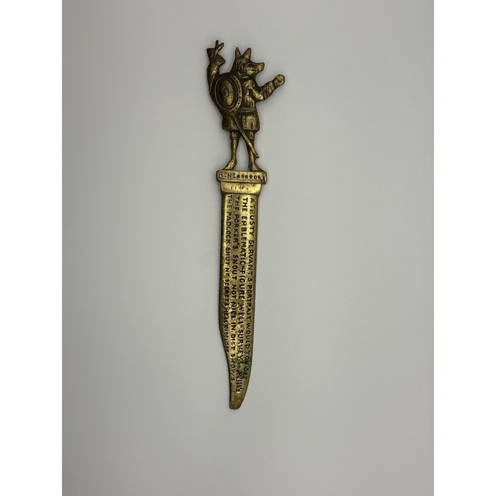 VINTAGE WINCHESTER TRUSTY SERVANT 1387 BRASS LETTER‎ OPENER PEERAGE ENGLAND - Picture 2 of 6